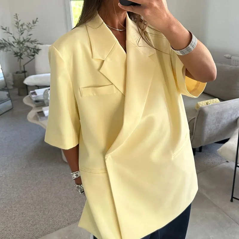 Women Formal Wear Trousers - 여성 루즈핏 블레이저 수트 솔리드 캐주얼