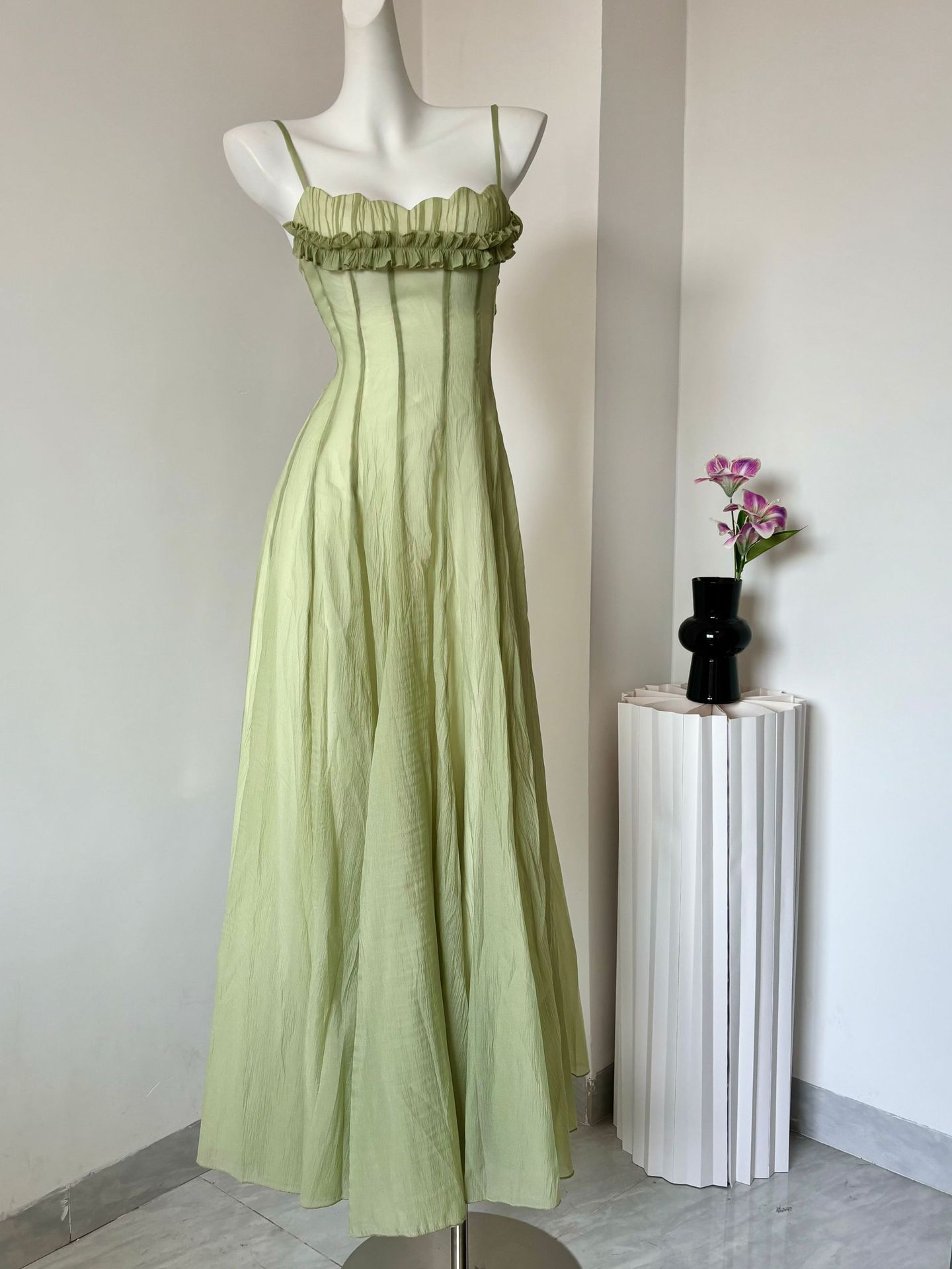 Women'S Green Formal Wear - 빈티지 페어리 그런지 그린 롱 드레스