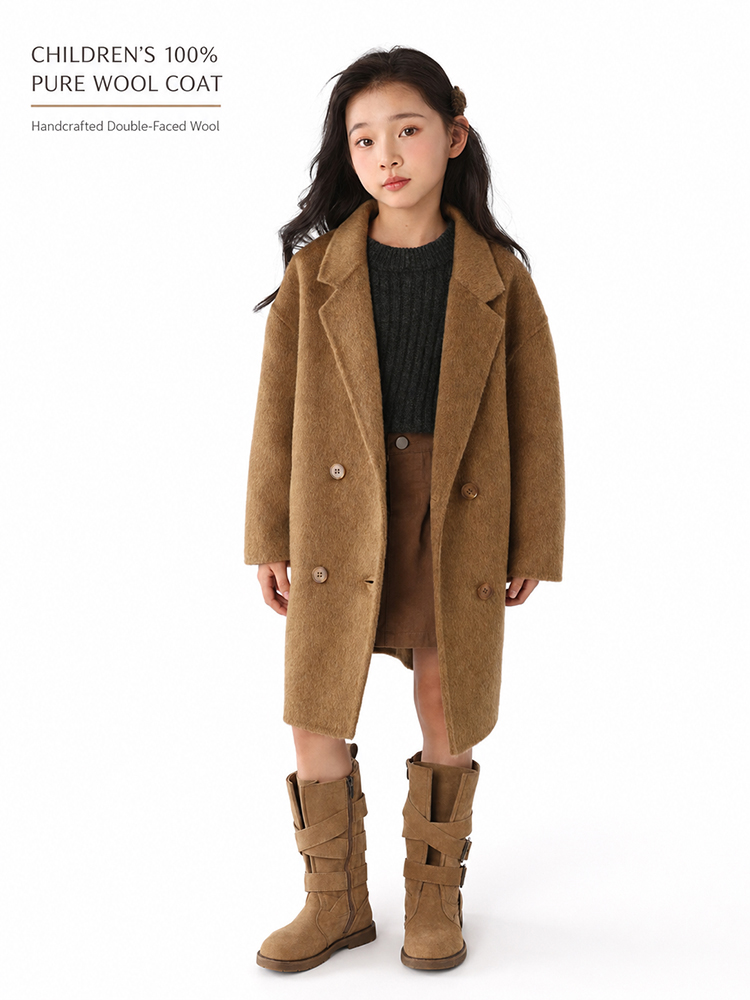 Tailored Coat Wool - 어린이용 100% 순수 양모 양면 코트