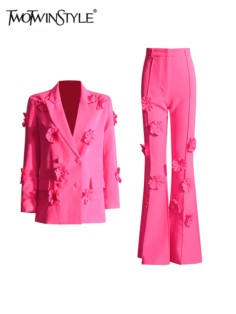 Women Formal Wear Trousers - TWOTWINSTYLE 여성용 스플라이스 아플리케 세트, 노치드