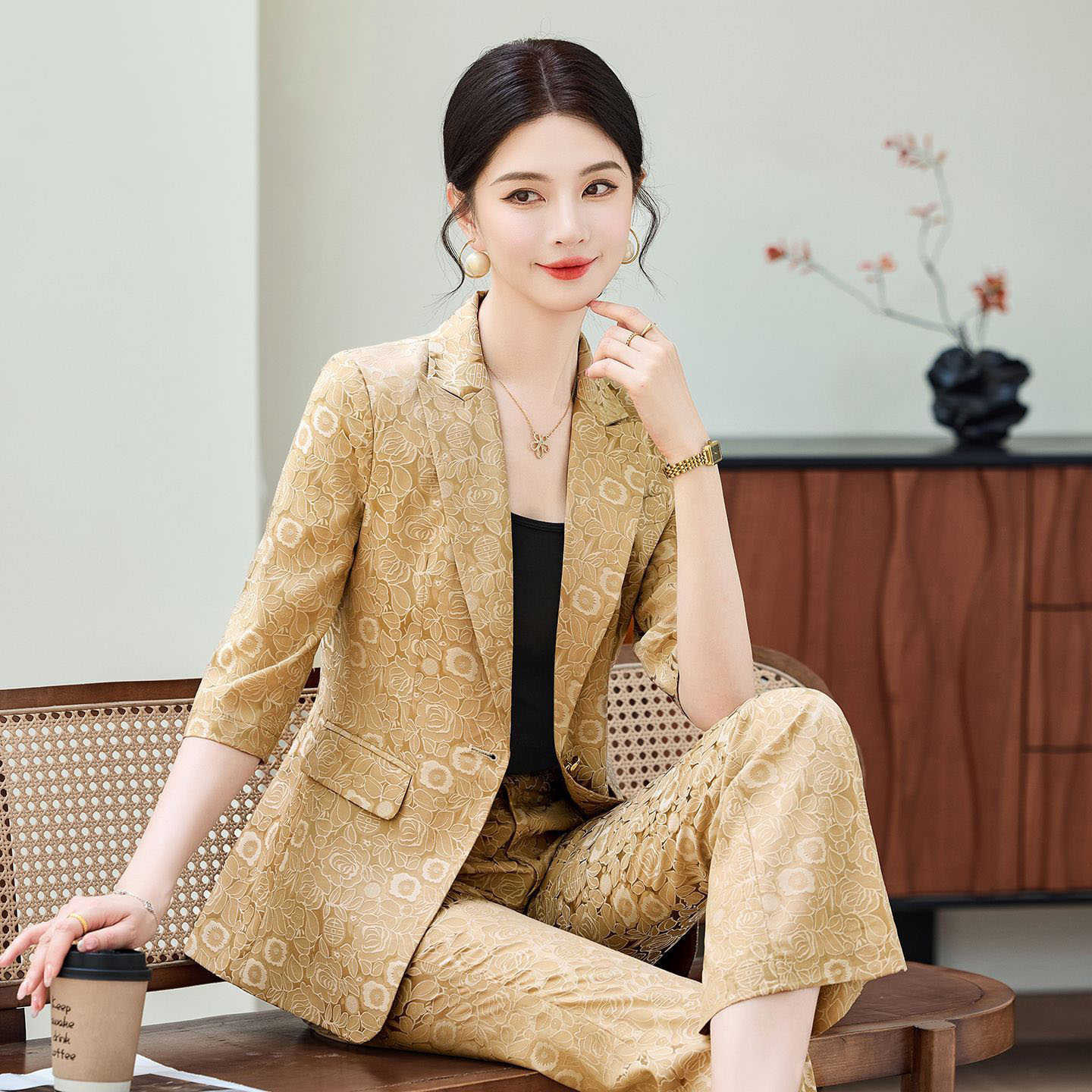 패션 살구색 반팔 전문직 정장 여성 신상 2026 여름 - Women Formal Wear Trousers 리뷰 및 가격