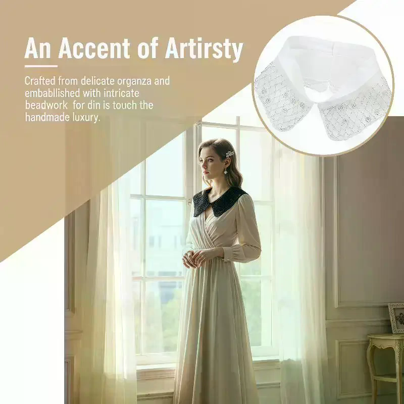 여성용 하프 셔츠 탈부착 가능한 레이스 칼라 자수 비즈 - Women'S Formal Wear Accessories 리뷰 및 가격