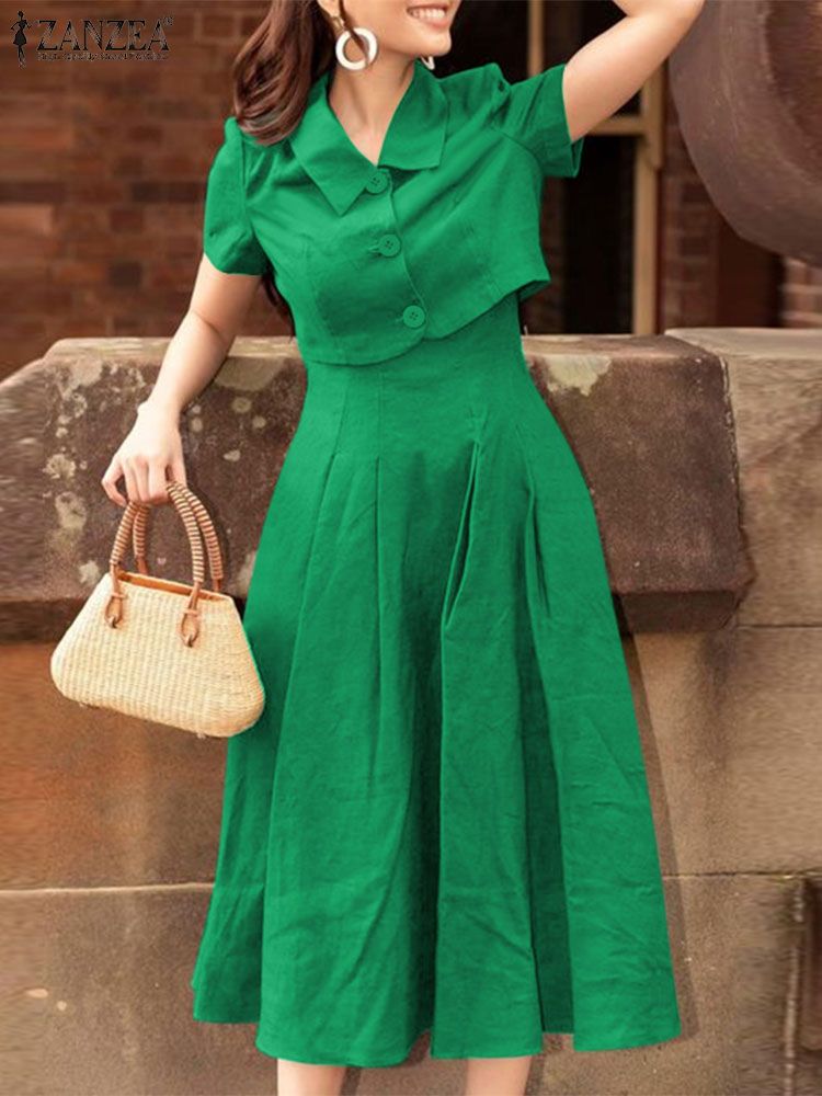 ZANZEA 여성 두 조각 세트 2024 여름 매칭 세 - Vintage Women'S Formal Wear 리뷰 및 가격