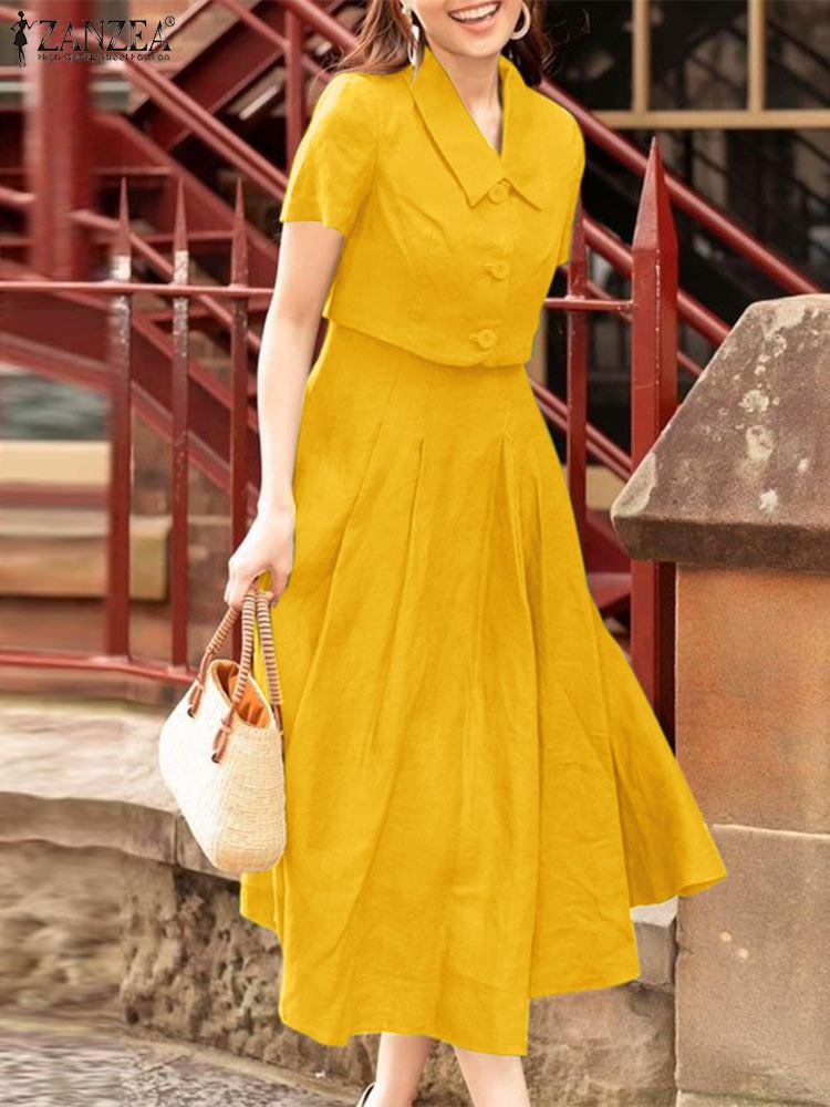 ZANZEA 여성 두 조각 세트 2024 여름 매칭 세 - Vintage Women'S Formal Wear 리뷰 및 가격
