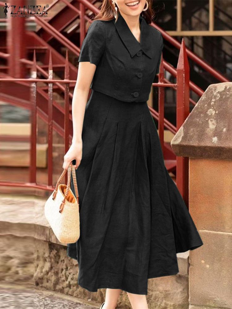 ZANZEA 여성 두 조각 세트 2024 여름 매칭 세 - Vintage Women'S Formal Wear 리뷰 및 가격