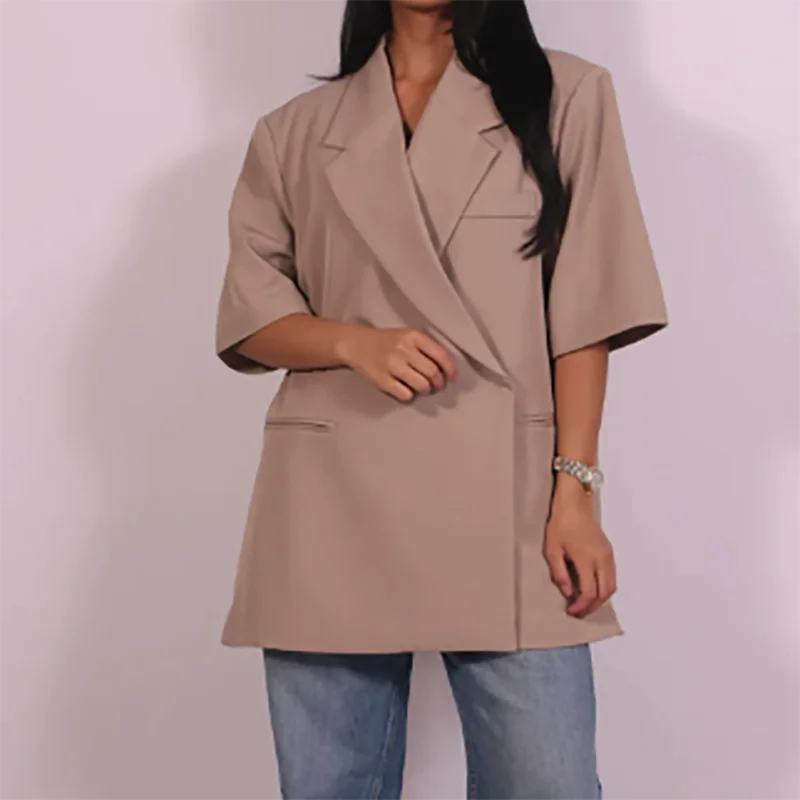 여성 루즈핏 블레이저 수트 솔리드 캐주얼 턴다운 칼라  - Women Formal Wear Trousers 리뷰 및 가격
