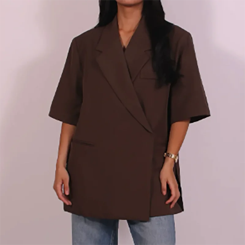 여성 루즈핏 블레이저 수트 솔리드 캐주얼 턴다운 칼라  - Women Formal Wear Trousers 리뷰 및 가격