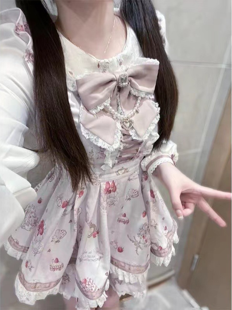 여름 일본 고딕 Y2k 로리타 보우 드레스 세트 여성  - Vintage Women'S Formal Wear 리뷰 및 가격