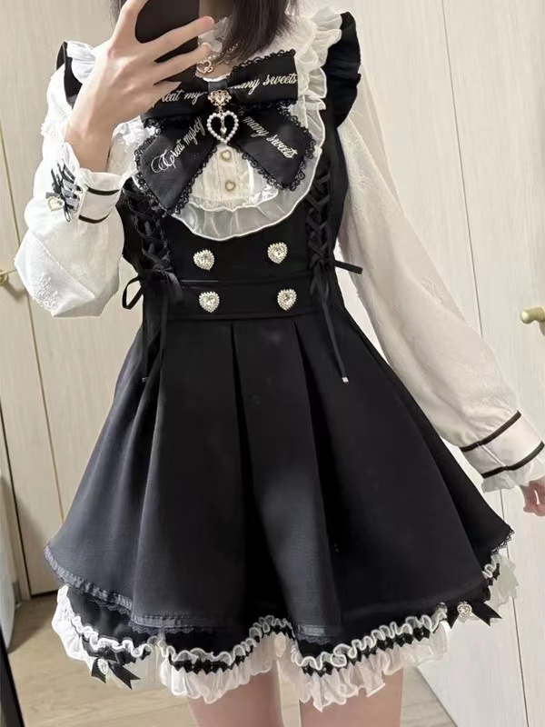 여름 일본 고딕 Y2k 로리타 보우 드레스 세트 여성  - Vintage Women'S Formal Wear 리뷰 및 가격
