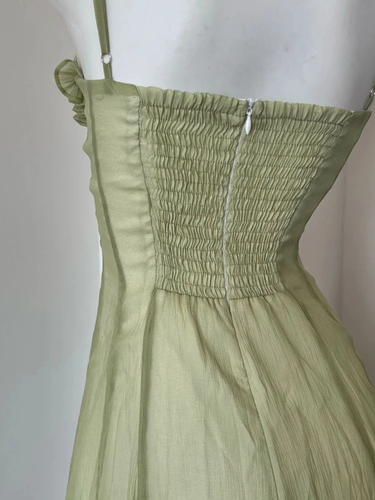 빈티지 페어리 그런지 그린 롱 드레스 스타일리시 백리스 - Women'S Green Formal Wear 리뷰 및 가격