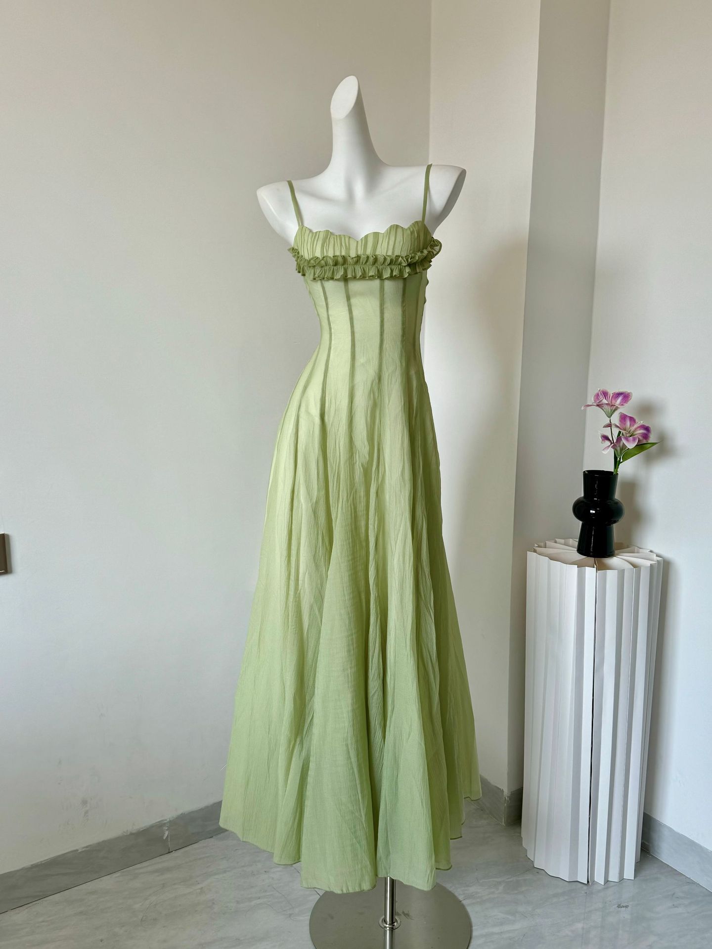 빈티지 페어리 그런지 그린 롱 드레스 스타일리시 백리스 - Women'S Green Formal Wear 리뷰 및 가격