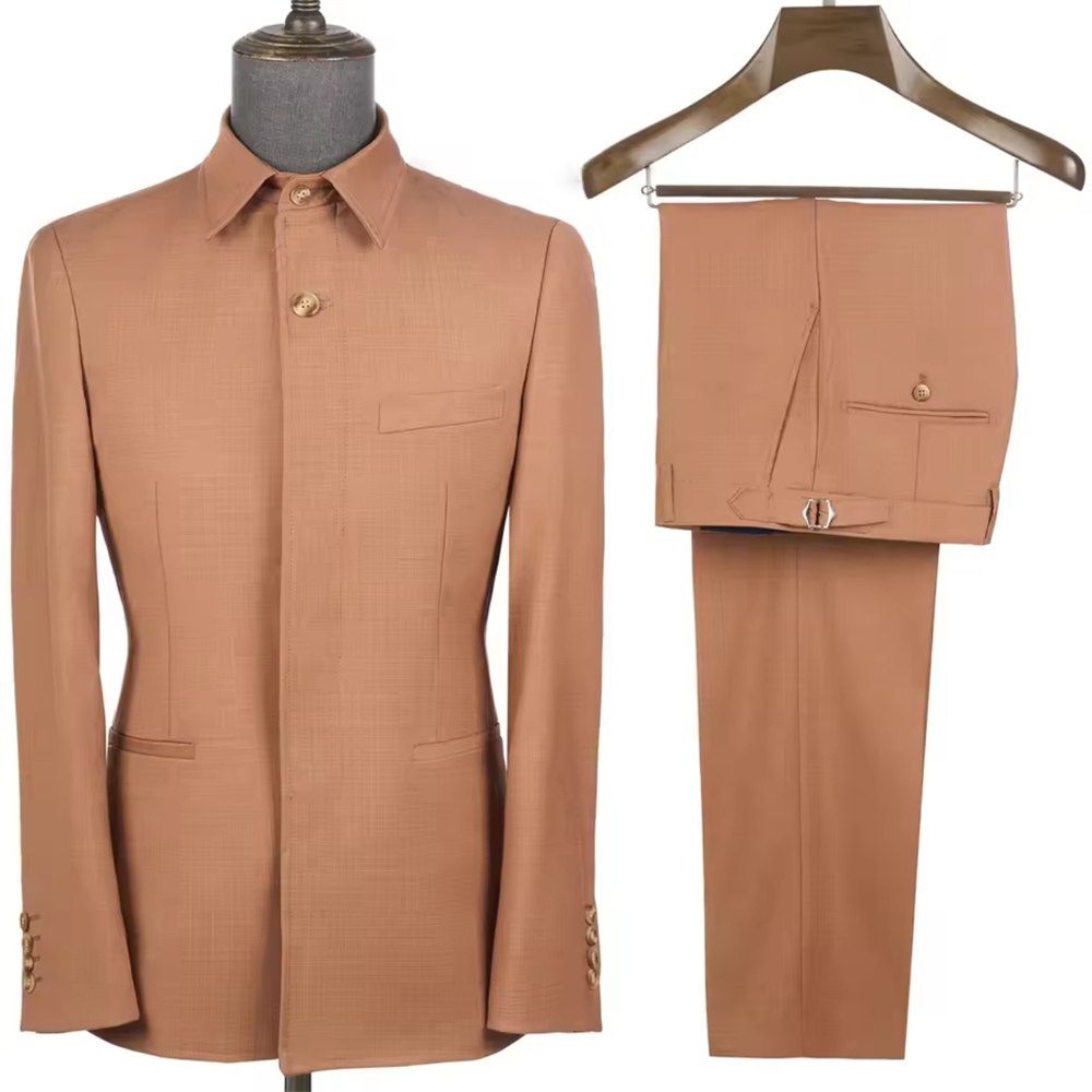 맞춤형 남성용 사파리 수트 2피스 캐주얼 스퀘어 칼라  - Tailored Coat Wool 리뷰 및 가격