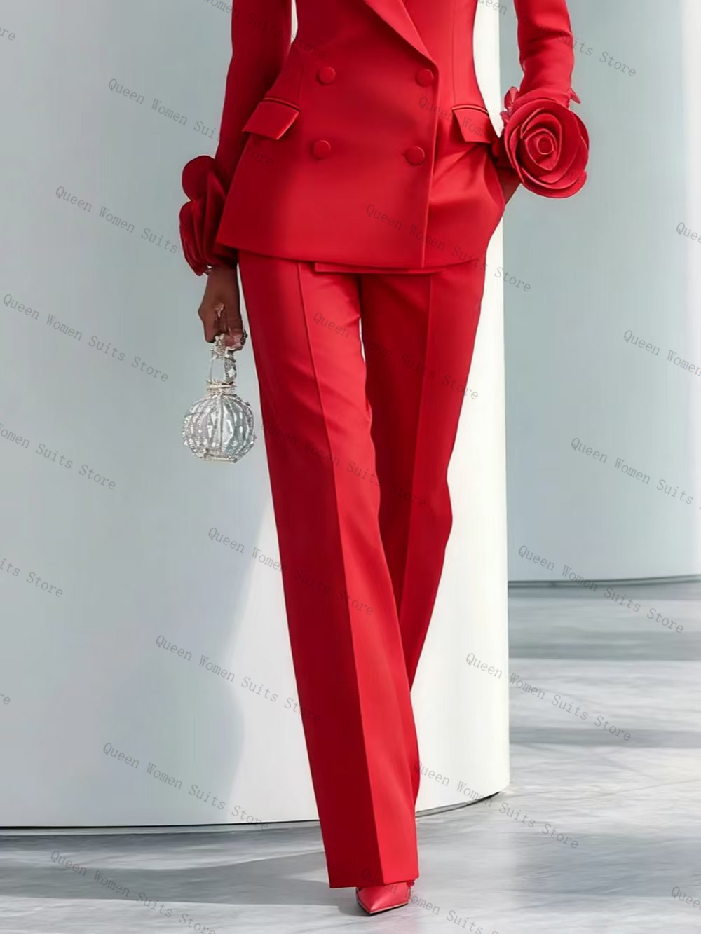 럭셔리 레드 여성 정장 세트 2피스 블레이저+바지 3D - Women Formal Wear Trousers 리뷰 및 가격