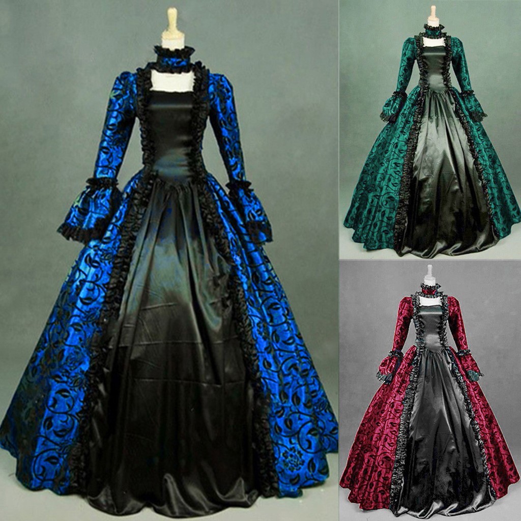 여성 빈티지 절묘한 드레스 고딕 레트로 꽃 프린트 볼  - Vintage Women'S Formal Wear 리뷰 및 가격