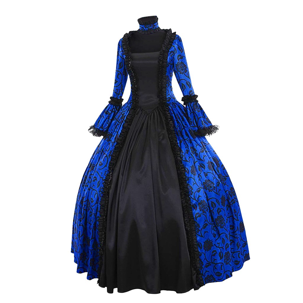 여성 빈티지 절묘한 드레스 고딕 레트로 꽃 프린트 볼  - Vintage Women'S Formal Wear 리뷰 및 가격