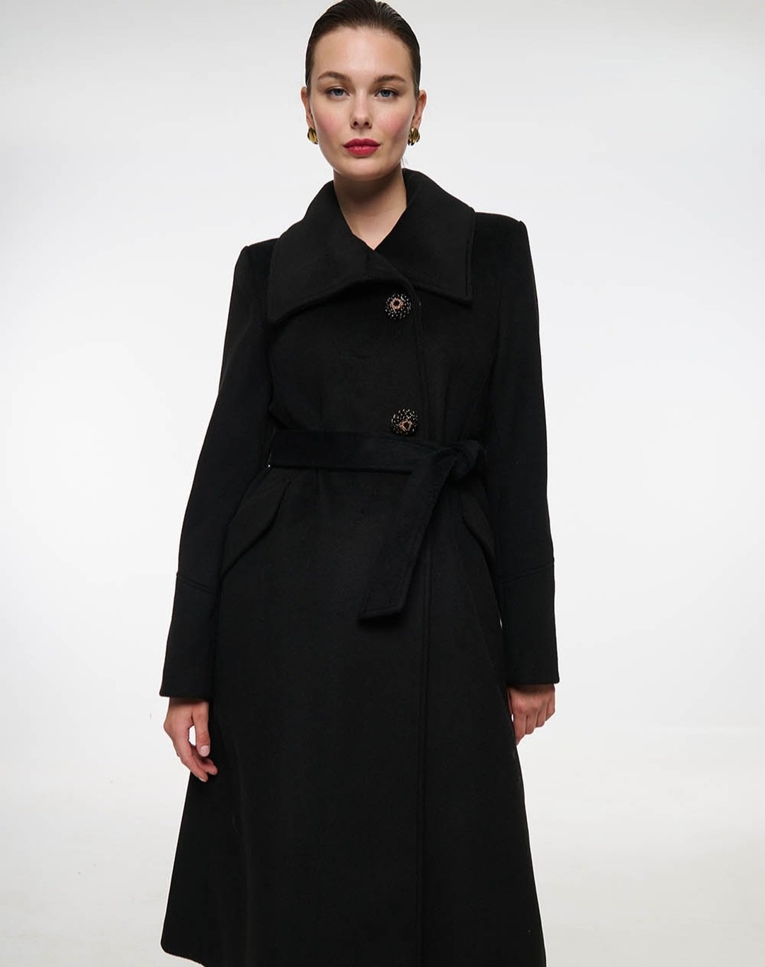 빈티지 블랙 스탠드 칼라 여성 울 코트 플러스 사이즈  - Women Formal Wear For Plus Size 리뷰 및 가격