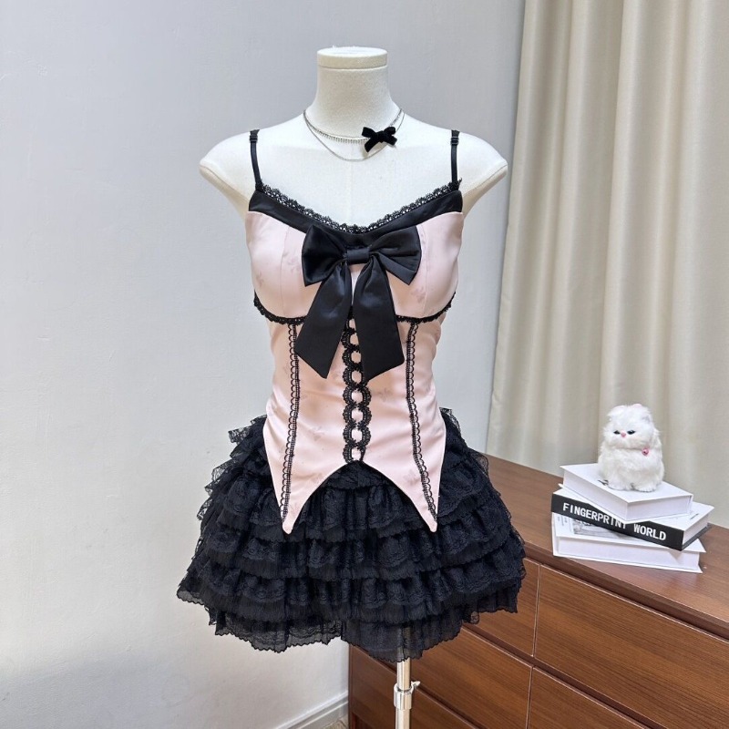 다크리 시리즈 고딕 소녀 디자인 스윗 빈티지 핑크 리본 - Vintage Women'S Formal Wear 리뷰 및 가격