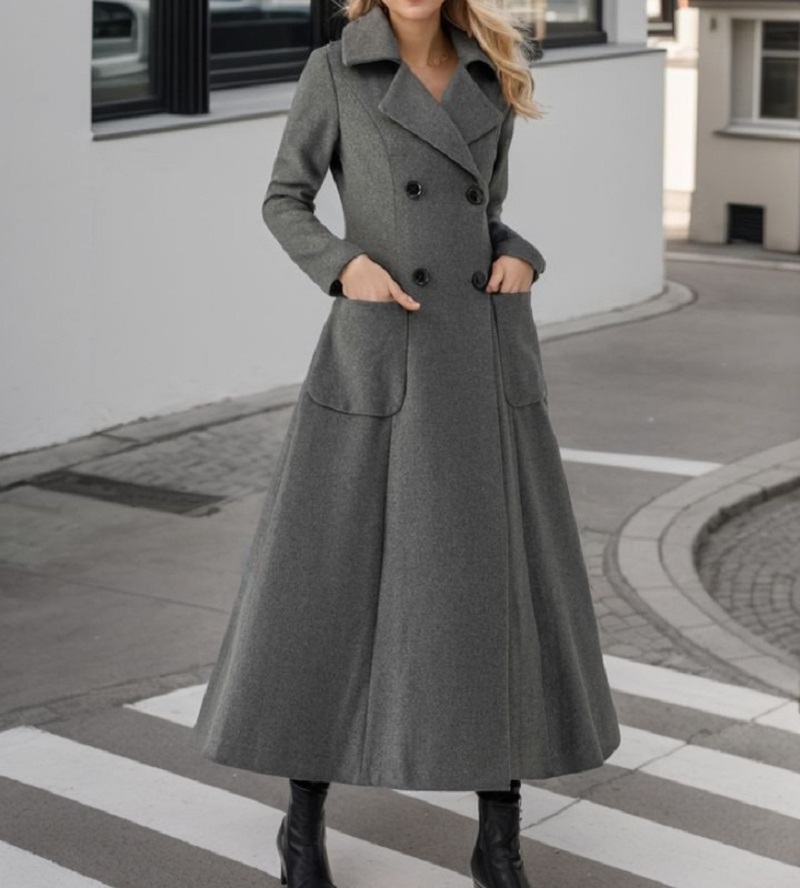 여성용 회색 롱 재킷 울 더블 브레스티드 블레이저 맞춤 - Tailored Coat Wool 리뷰 및 가격
