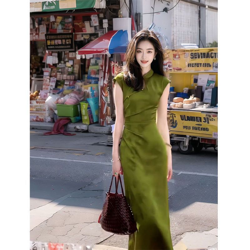 2024 새로운 녹색 중국 스타일 Cheongsam 빈 - Women'S Green Formal Wear 리뷰 및 가격