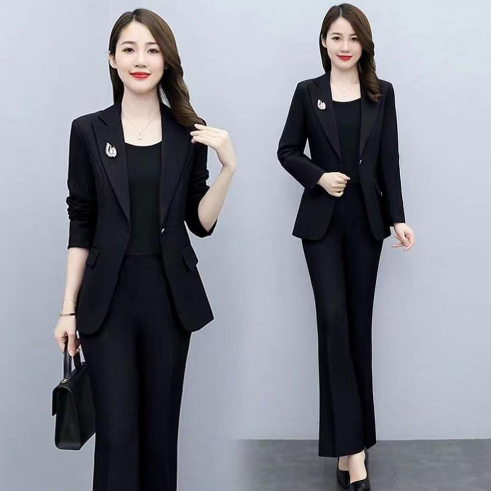 2피스/세트 여성 정장 코트 팬츠 세트 턴다운 칼라 긴 - Women Formal Wear Trousers 리뷰 및 가격