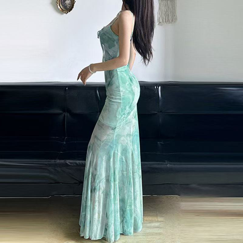 여름 해변 롱 드레스 여성 레이스 메쉬 패치워크 슬림핏 - Women'S Green Formal Wear 리뷰 및 가격