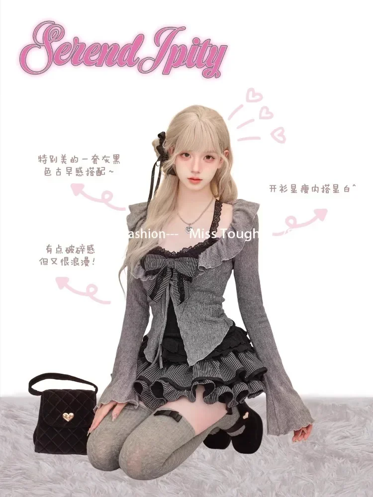 여성용 스위트 로리타 빈티지 수트, 러플 가디건 + 섹 - Vintage Women'S Formal Wear 리뷰 및 가격